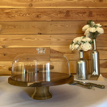Load image into Gallery viewer, Wooden Cake Stand with Dome Lid