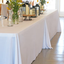 Load image into Gallery viewer, White, full-length tablecloths for rectangle tables.