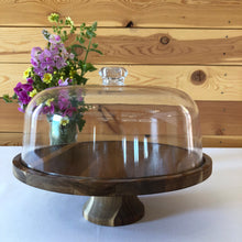 Load image into Gallery viewer, Wooden Cake Stand with Dome Lid
