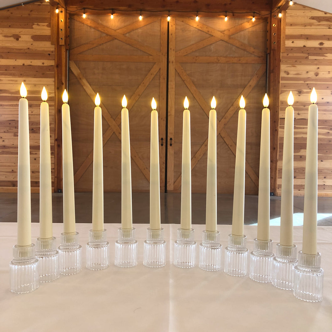 Taper Candles with Glass Base (Per Set of 12)