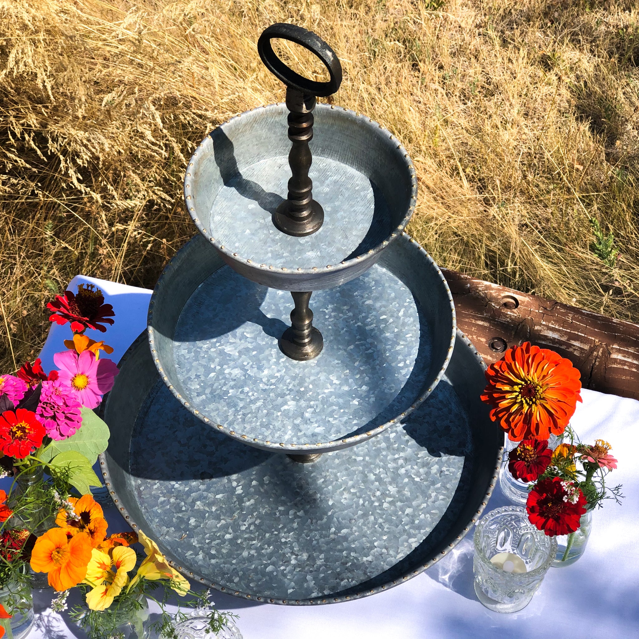 Tier Galvanized Serving Stand